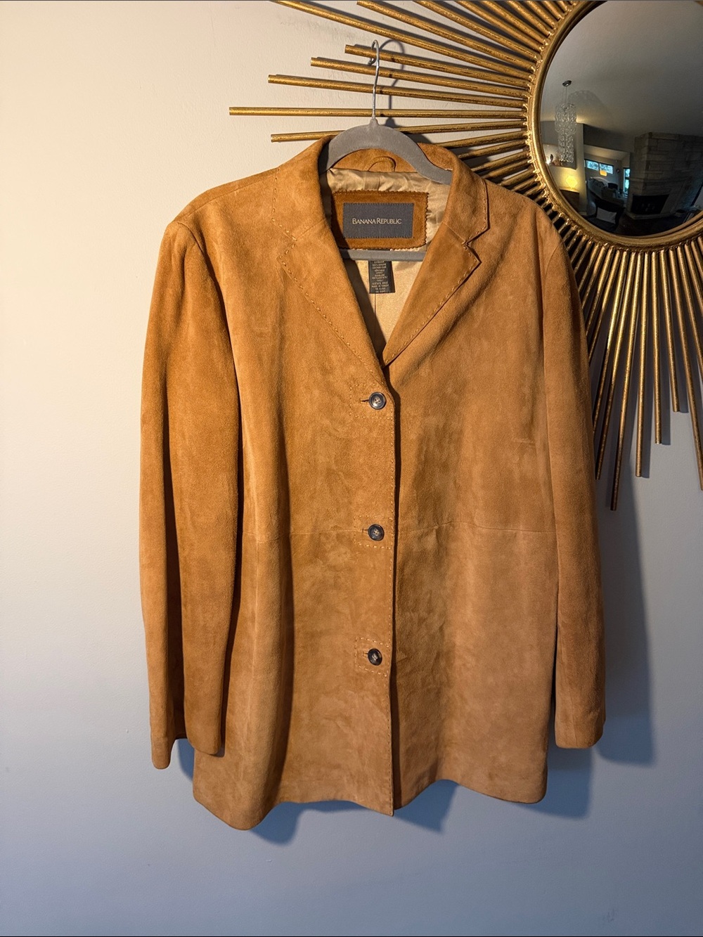 Banana Republic Natural Suede Car Coat